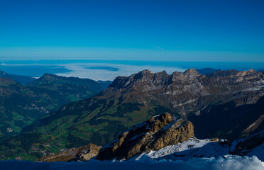 Mount Titlis in Lucerne, Switzerland: A breathtaking alpine landscape where snow-capped peaks meet panoramic views, showcasing Switzerland's natural beauty.