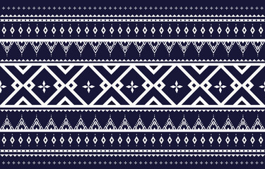 Geometric ethnic pattern vector Blue and white abstract seamless background The design used for Print, wallpaper, pattern fabric, fashion textile