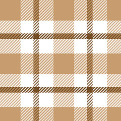 Tartan seamless pattern Plaid vector with pastel brown and white for print, wallpaper, textile, tablecloth, checkered background.