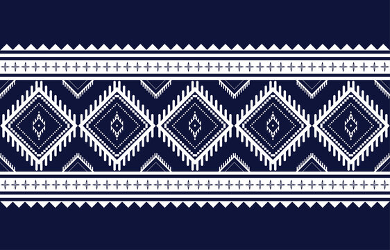 Geometric ethnic pattern vector Blue and white abstract seamless background The design used for Print, wallpaper, pattern fabric, fashion textile