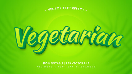 Fototapeta na wymiar Vegetarian 3d text style effect. Editable illustrator text style.