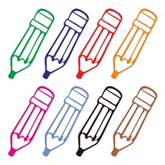 colorfull pencil outline collection set vector design