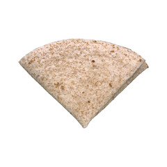 A folded wholegrain wrap isolated on a white background.