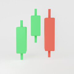 3D Down trend Candlestick chart, financial and stock markets, Minimal concept trading cryptocurrency, investment trading, exchange, 3d rendering, simple, isometric, financial, index, Bearish, forex.