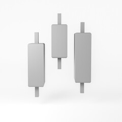 3D Candlestick graph chart stock  isolated on white background, Minimal concept trading cryptocurrency, Market investment, exchange, 3d rendering, candle, stick, trade, monochrome, financial, forex.