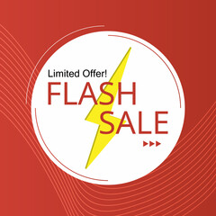 Flash sale discount banner template promotion in red background for advertising