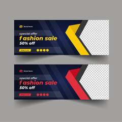 Fashion sale social media web banner flyer and Facebook cover photo design template