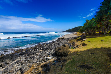 Fototapeta na wymiar Beach at Grande Anse place, Reunion Island