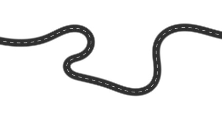 Roadway journey to the future. Asphalt street isolated on white background. Symbols Way to the goal of the end point. Path mean successful business planning Suitable for advertising and presentstation