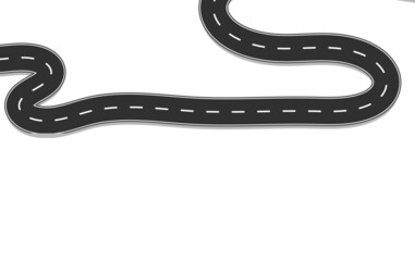 Roadway journey to the future. Asphalt street isolated on white background. Symbols Way to the goal of the end point. Path mean successful business planning Suitable for advertising and presentstation