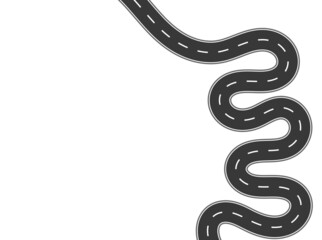 Obraz premium Roadway journey to the future. Asphalt street isolated on white background. Symbols Way to the goal of the end point. Path mean successful business planning Suitable for advertising and presentstation