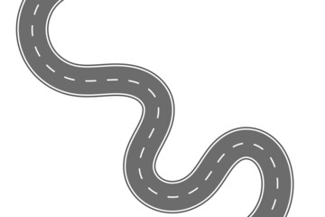 Roadway journey to the future. Asphalt street isolated on white background. Symbols Way to the goal of the end point. Path mean successful business planning Suitable for advertising and presentstation