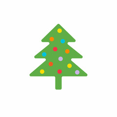 Decorated christmas tree. New Year and Christmas vector illustration.