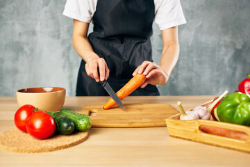 Cook woman lunch at home vegetarian food