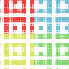 Set of 4 Gingham pattern set.  seamless patterns. Abstract geometric backgrounds. Traditional classic Gingham tablecloth pattern. dress, skirt, napkin, or other Easter holiday textile design.Vector.