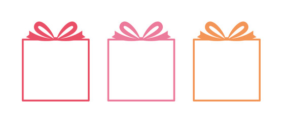 プレゼント、贈り物、ギフトボックスのフレームイラストセット　バレンタイン　母の日　誕生日