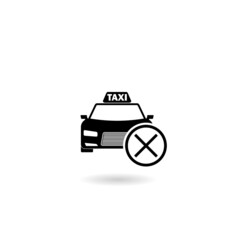 Cancelled taxi icon with shadow isolated on white background