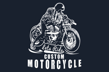 Lets ride custom motorcycle silhouette design