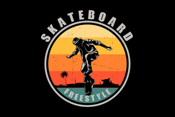 Fototapeta na wymiar Skateboard freestyle silhouette design