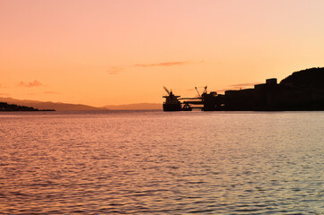 boat at sunset