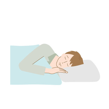 Illustration of a man sleeping well (white background, vector, cut out)