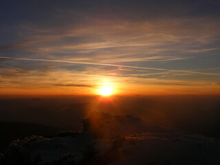 sunset over the mountains