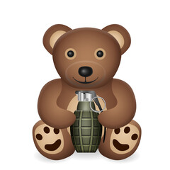 Obraz premium Teddy bear with grenade