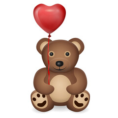 Fototapeta premium Teddy bear with heart balloon
