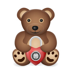 Teddy bear with heart padlock