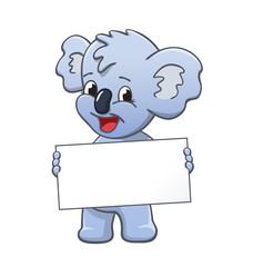 cute cartoon koala holding blank sign
