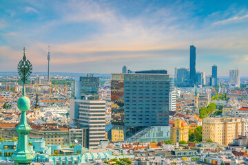 Obraz premium Vienna city skyline, aerial view from above in Austria