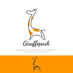 Fototapeta premium Giraffe Park Logo unique line style giraffe illustration