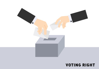 hands drop ballot card in box for voting right on election day vector ep12