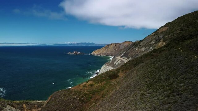 Drone footage of the pacific coast line south of San Francisco, California.