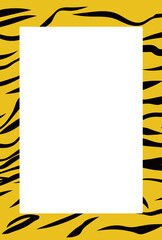 虎の縞模様デザインのフレームテンプレート縦型素材