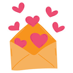 An envelope with hearts. Postcard design. Romantic background. Happy Valentine's day background. valentine's day.