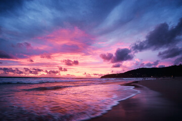 Beautiful landscape. Sunset on the sea shore.