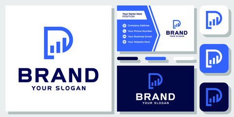 Initial Letter P Graph Chart Growth Arrow Up Success Finance Logo Design with Business Card Template
