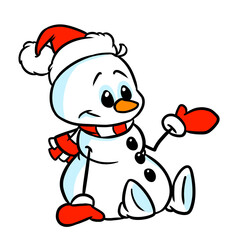 Little snowman character new year illustration cartoon