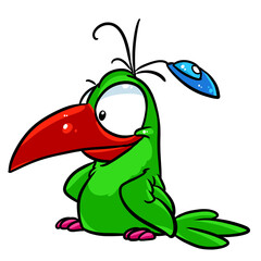 Little green bird parody big eyes illustration cartoon