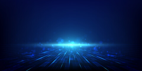 Blue technology background with shining abstract lines.