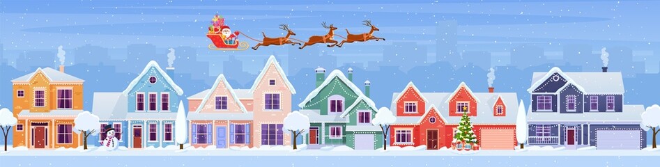 Residential houses with christmas decoration