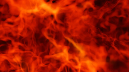 Fire texture background, abstract orange flames pattern, glowing fiery 3D render illustration.