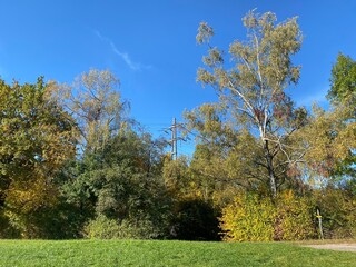 Early autumn landscape in parks and along recreational trails in the city of Zürich (Zuerich or Zurich), Oerlikon - Switzerland (Schweiz)