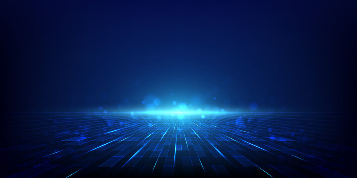Blue technology background with shining abstract lines.