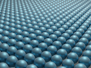Obraz premium Plane of gray-blue metal balls. 3D render.