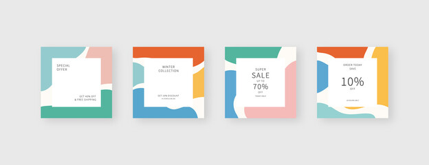 Social media template. Trendy editable social media post template. Mockup isolated. Template design. Vector illustration.