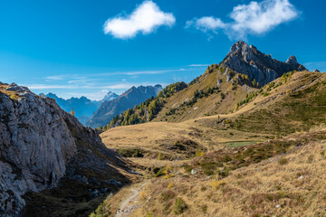 The Carnic Alps in a colorful autumn day