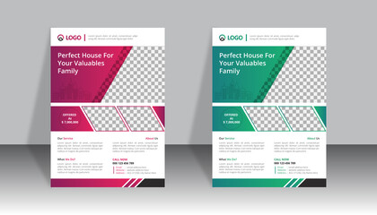 Real Estate Business flyer vector design template. Design Template Geometric shape used for business flyer layout. Real Estate flyer, Business flyer and leaflet. Flyer in A4 with Bleed