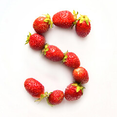 Obraz na płótnie Canvas Letter S of the English alphabet from strawberry